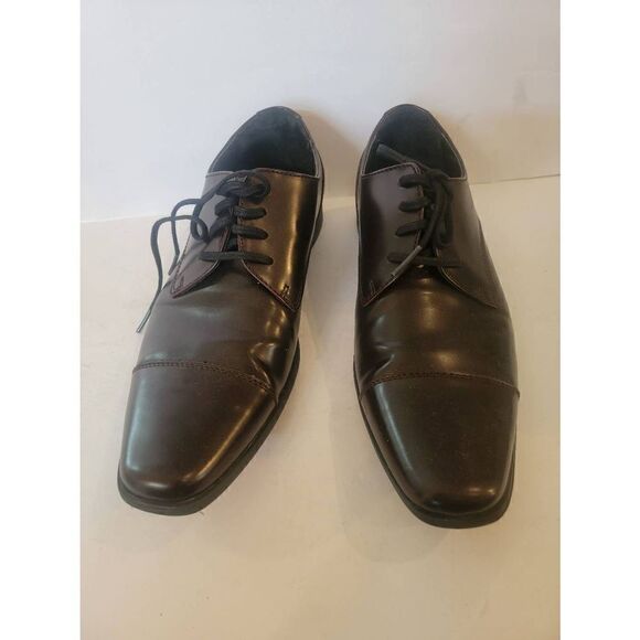 Calvin Klein Men's Brown Leather Lace Up Oxford Dress Shoes Size 8.5 - Picture 1 of 7